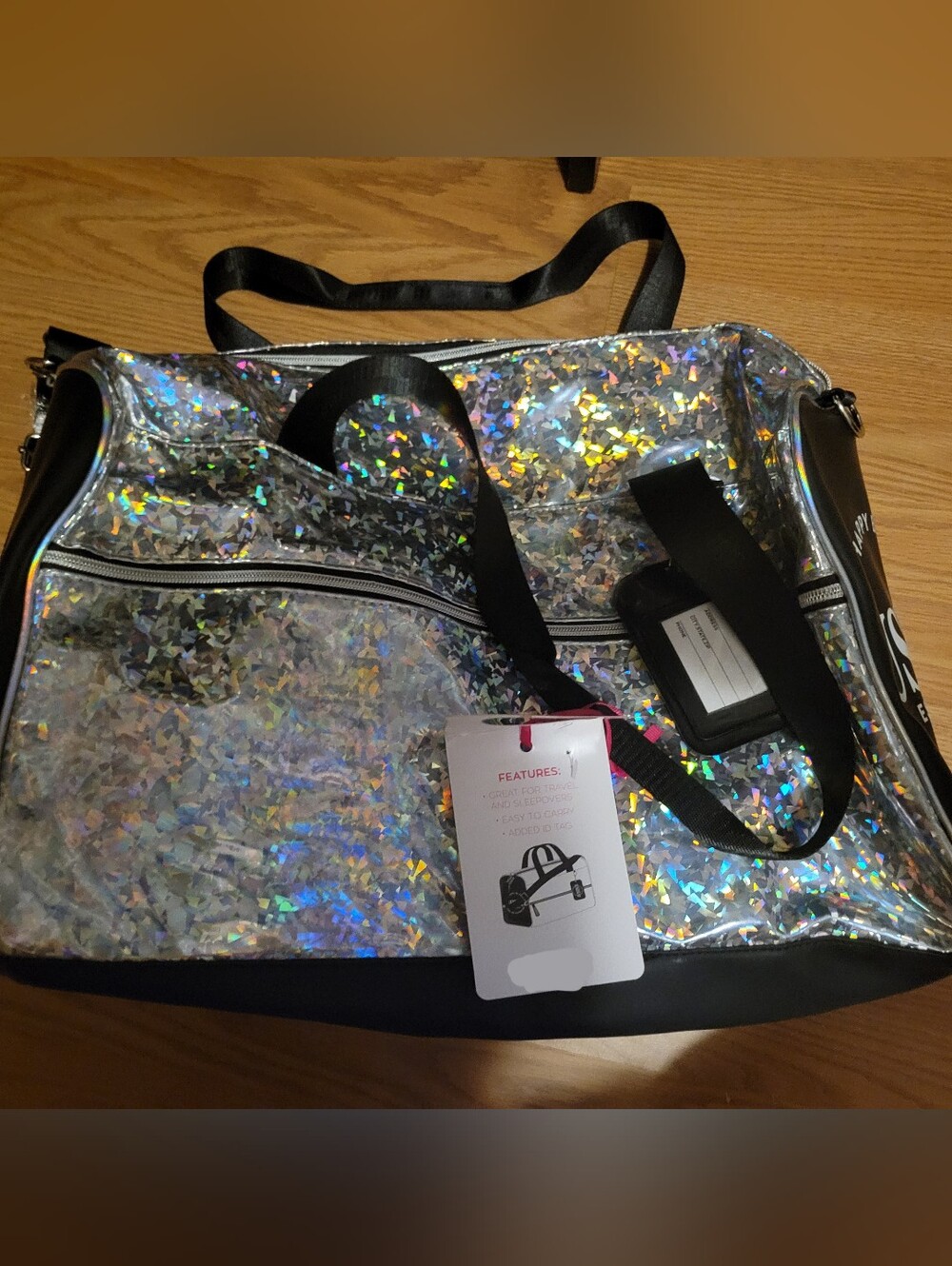 Justice Holographic Travel Duffel Bag - Silver Sparkle